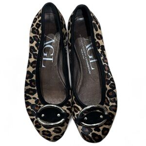 AGL Leopard Print Flats with Metal Accents Sz 38